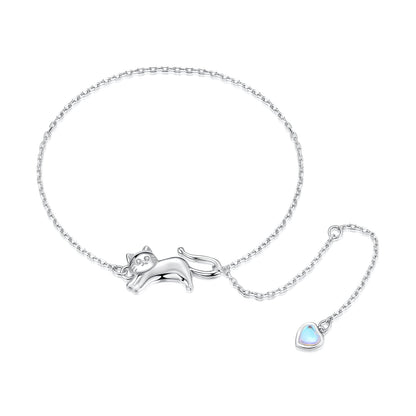 925 Sterling Silver White Gold Plated Moonstone CZ Bracelet for Women