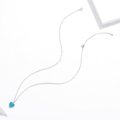 925 Sterling Silver Plated Translucent Opal Necklace 45cm for Women