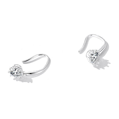 925 Sterling Silver Earrings with Pavé Setting and Platinum Plating