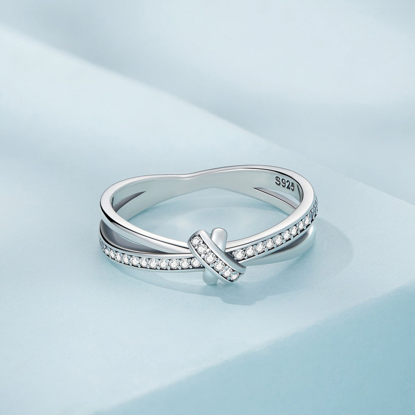 S925 Sterling Silver Oxidized Pavé Setting CZ Ring Size 6 for Women