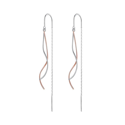 925 Sterling Silver Earrings 56*10mm Plated Platinum Rose Gold for Women