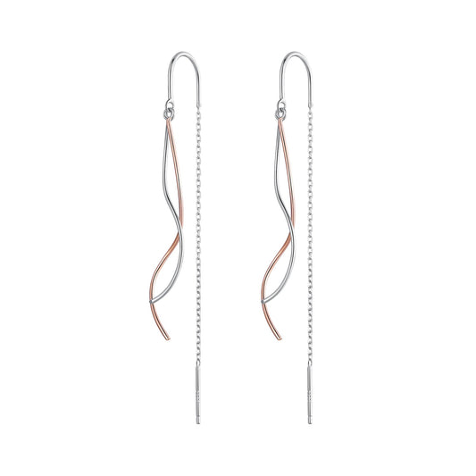 925 Sterling Silver Earrings 56*10mm Plated Platinum Rose Gold for Women