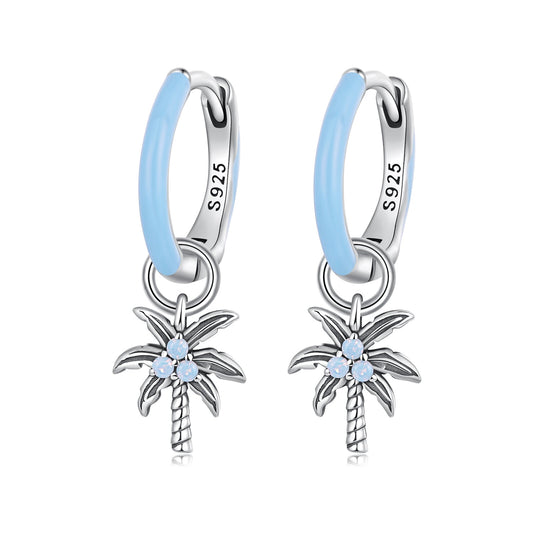 925 Sterling Silver Earrings with Nano Opal Stone and Enamel, Oxidized Finish