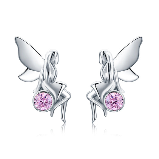 925 Sterling Silver Earrings with Pavé Setting CZ, 1.6*0.7 cm for Women