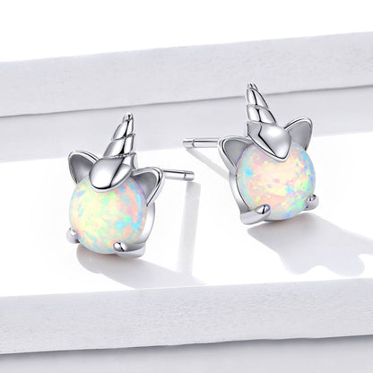 S925 Sterling Silver Earrings with Translucent Opal