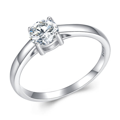 925 Sterling Silver Moissanite Ring 0.6 Carat Size 6 for Women