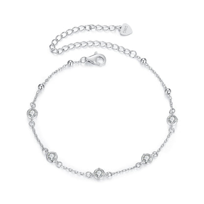 925 Sterling Silver 3mm Moissanite Bracelet for Women