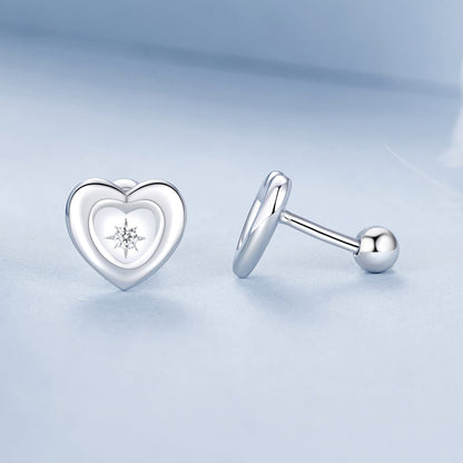 925 Sterling Silver White Gold Plated CZ Earrings