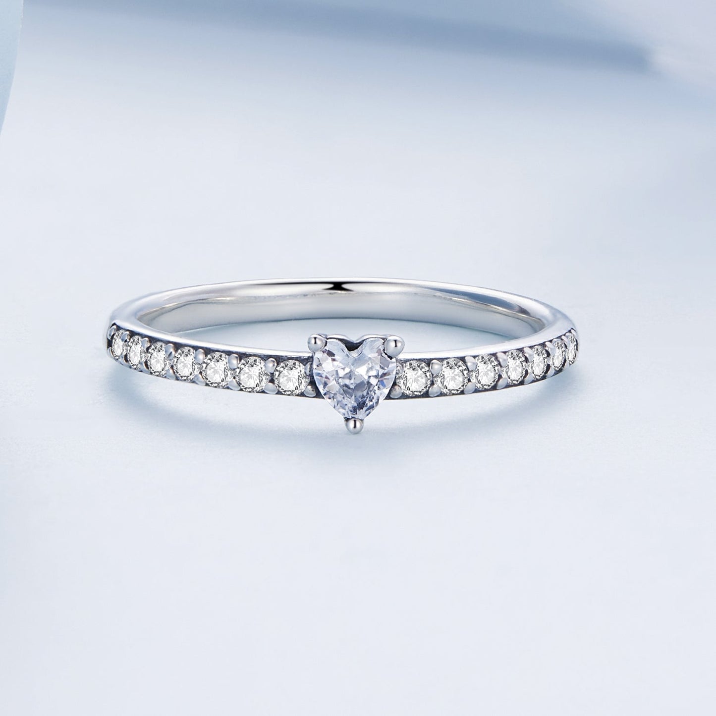 925 Sterling Silver Oxidized Ring with Pavé Setting CZ, Size 6 for Women