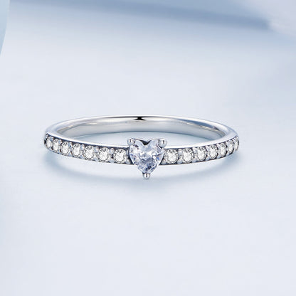 925 Sterling Silver Oxidized Ring with Pavé Setting CZ, Size 6 for Women