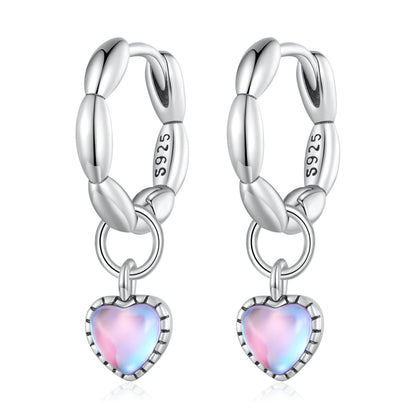 S925 Sterling Silver Earrings with Transparent Glass for Women