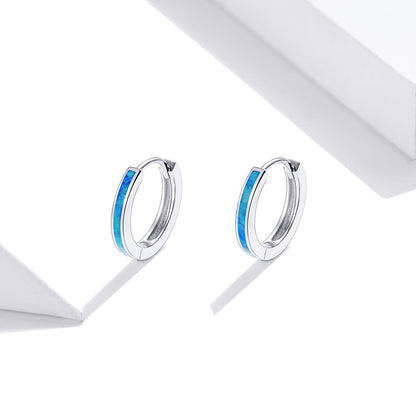 925 Sterling Silver + Platinum Translucent Opal Earrings for Women
