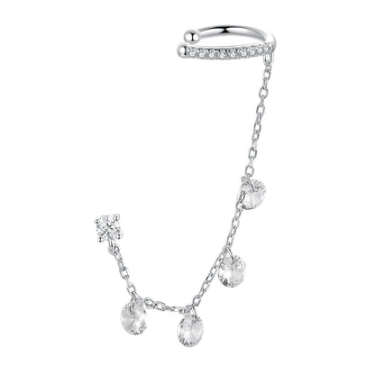 925 Sterling Silver Earrings with Pave Setting CZ - White Gold Plated for Women