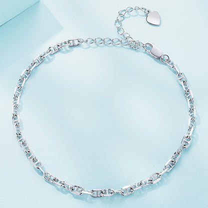 925 Sterling Silver Platinum Plated Bracelet 160+50mm for Women