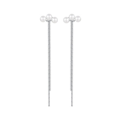 925 Sterling Silver White Gold Plated Shell Pearl Earrings