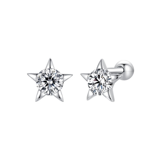 Boucles d'oreilles en argent sterling 925 avec zircons cubiques sertis pavé en or blanc