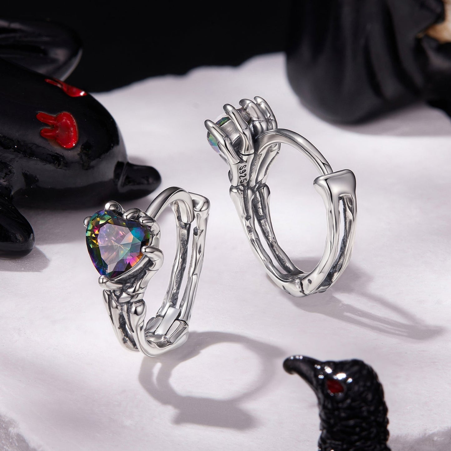 925 Sterling Silver Earrings with Transparent Glass for Women