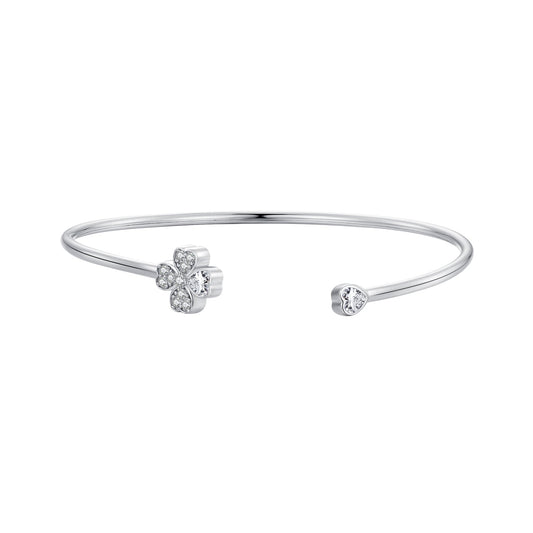 Bracelet unisexe en argent sterling 925 avec pavé de zircones cubiques, diamètre intérieur 550 mm, largeur 2,0 mm