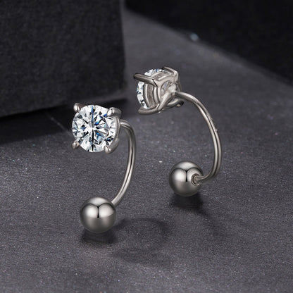 925 Sterling Silver Moissanite 0.1ct Earrings 1.3cm for Women