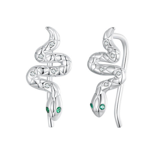 925 Sterling Silver Earrings with Pavé Setting and White Gold Plating for Women