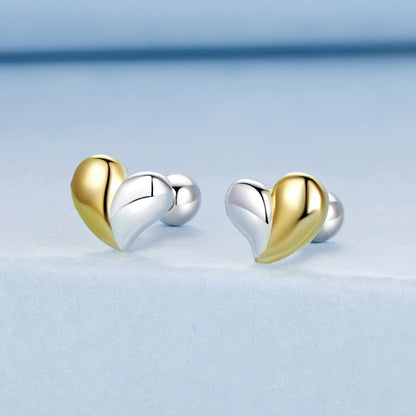 925 Sterling Silver & Plated Gold Earrings for Women - 0.5*0.6cm