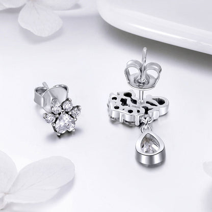 S925 Sterling Silver Earrings with Oxidized Finish and Pavé Setting CZ