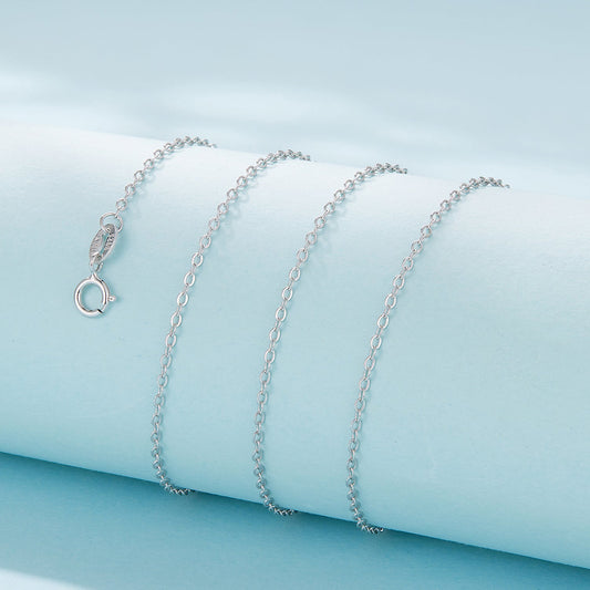 925 Sterling Silver + Plated White Gold Necklace 40cm for Women