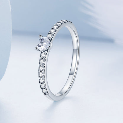 925 Sterling Silver Oxidized Ring with Pavé Setting CZ, Size 6 for Women