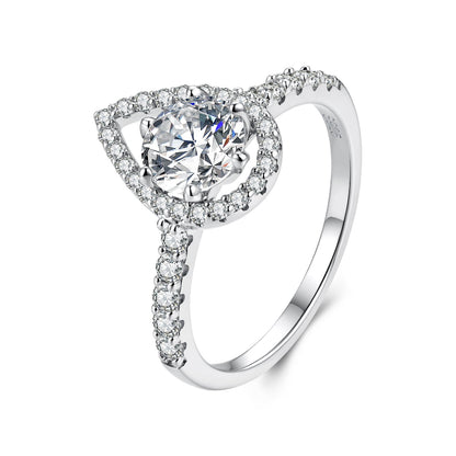 925 Sterling Silver Moissanite 1 Carat Pendant Ring Size 6 for Women