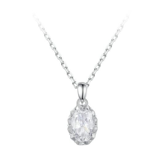 925 Sterling Silver 1 Carat Moissanite Necklace with Pavé Setting, 400 mm Length for Women