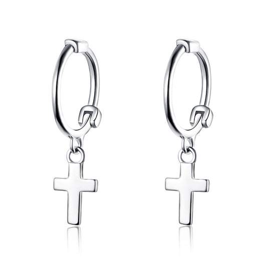 925 Sterling Silver Earrings Plated Platinum 1.9*0.5cm for Women