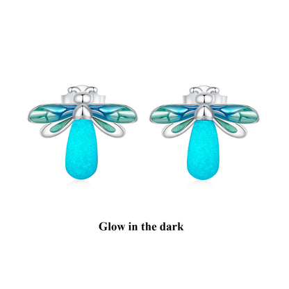 925 Sterling Silver Earrings with Luminous Stone in 10x12mm