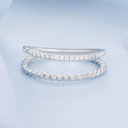 925 Sterling Silver Ring 6.0 Size with Pavé Setting CZ