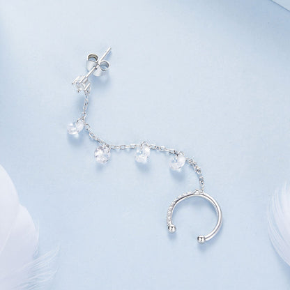 925 Sterling Silver Earrings with Pave Setting CZ - White Gold Plated for Women
