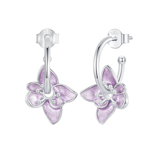 Boucles d'oreilles en argent sterling 925 émaillées plaquées or blanc, taille 20*14mm