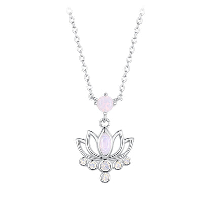 925 Sterling Silver Opal Nanometer Stone Necklace for Women