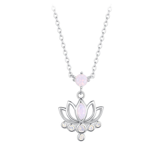 925 Sterling Silver Opal Nanometer Stone Necklace for Women