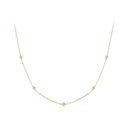 925 Sterling Silver White Gold Plated Adjustable Moissanite Necklace for Women