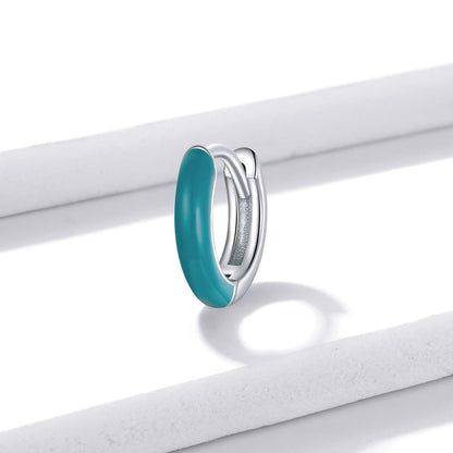 925 Sterling Silver Enamel Earrings 0.7cm for Women