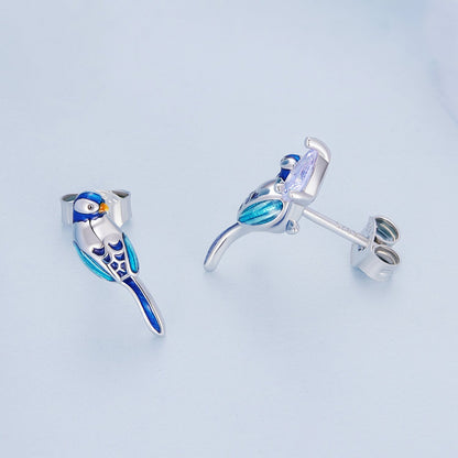 925 Sterling Silver Enamel Pavé CZ Earrings for Women