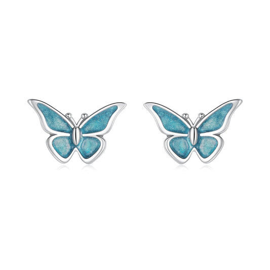 925 Sterling Silver Enamel Oxidized Earrings Size 0.7*1.1cm for Women