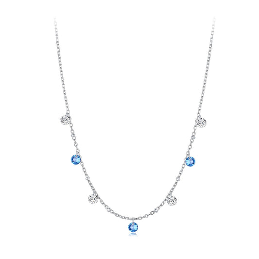 925 Sterling Silver & White Gold Plated Adjustable Layered CZ Necklace for Women