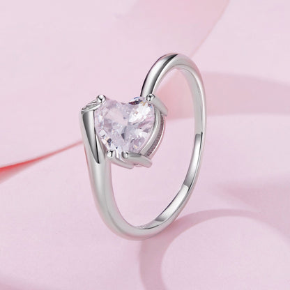 925 Sterling Silver Ring with Pavé Setting CZ, 0.6 cm Width, Style E for Women