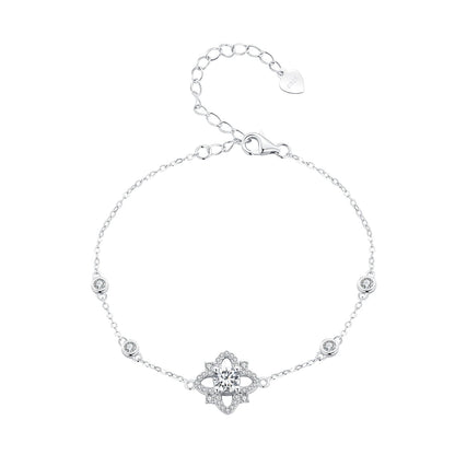 S925 Sterling Silver 0.5 Carat Moissanite Bracelet 16cm+5cm for Women