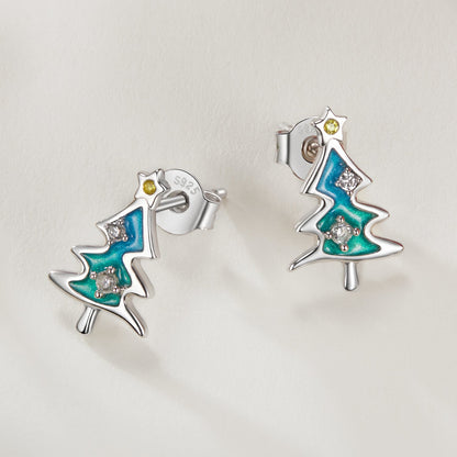 925 Sterling Silver Enamel Pavé CZ Earrings for Women