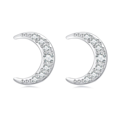 925 Sterling Silver Earrings with Pavé Setting CZ, 0.8*0.6cm for Women