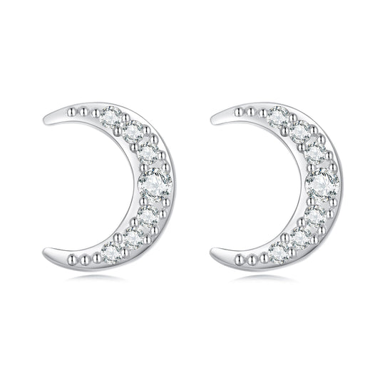 925 Sterling Silver Earrings with Pavé Setting CZ, 0.8*0.6cm for Women