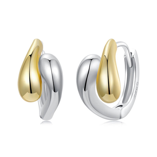 Boucles d'oreilles en argent sterling 925, en plaqué or et en plaqué or blanc