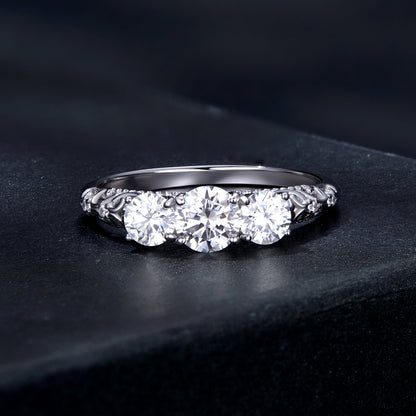 925 Sterling Silver Moissanite Pavé Setting Ring Size 6 for Women