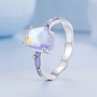 925 Sterling Silver Enamel 10x8mm CZ Ring Size 6 for Women